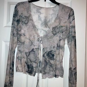 Mesh long sleeve top